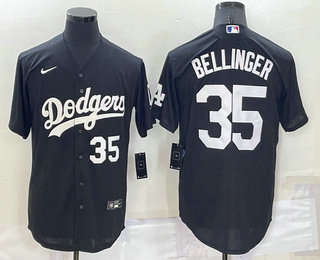 Men's Los Angeles Dodgers #35 Cody Bellinger Number Black Turn Back The Clock Stitched Cool Base Jersey