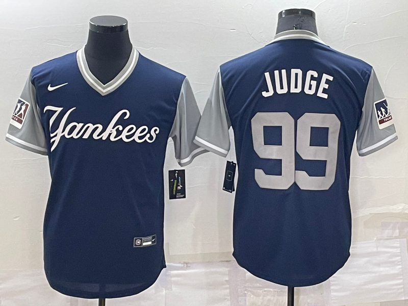 Men's New York Yankees #99 Aaron Judge Judge Navy LLWS Players Weekend Stitched Nickname Nike Jersey