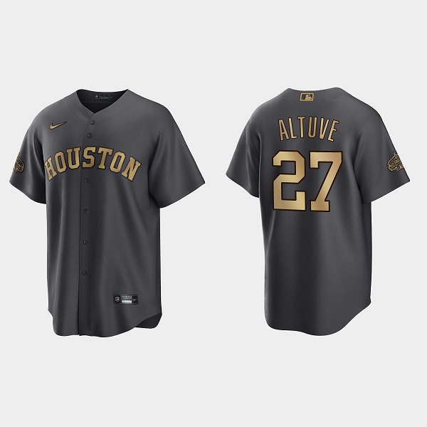 Men's Houston Astros #27 Jose Altuve Charcoal 2022 All-Star Cool Base Stitched Baseball Jersey