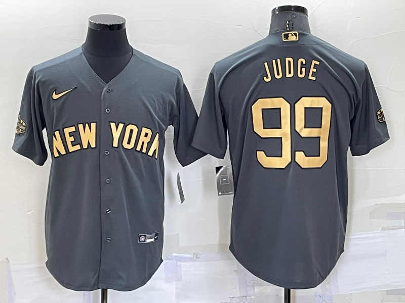 Men's New York Yankees #99 Aaron Judge Grey 2022 All Star Stitched Cool Base Nike Jersey