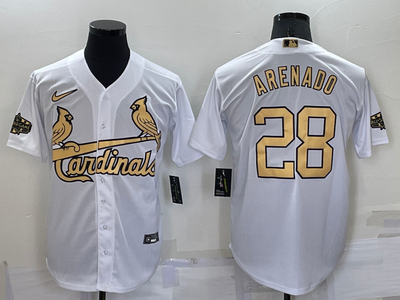 Men's St Louis Cardinals #28 Nolan Arenado White 2022 All Star Stitched Cool Base Nike Jersey