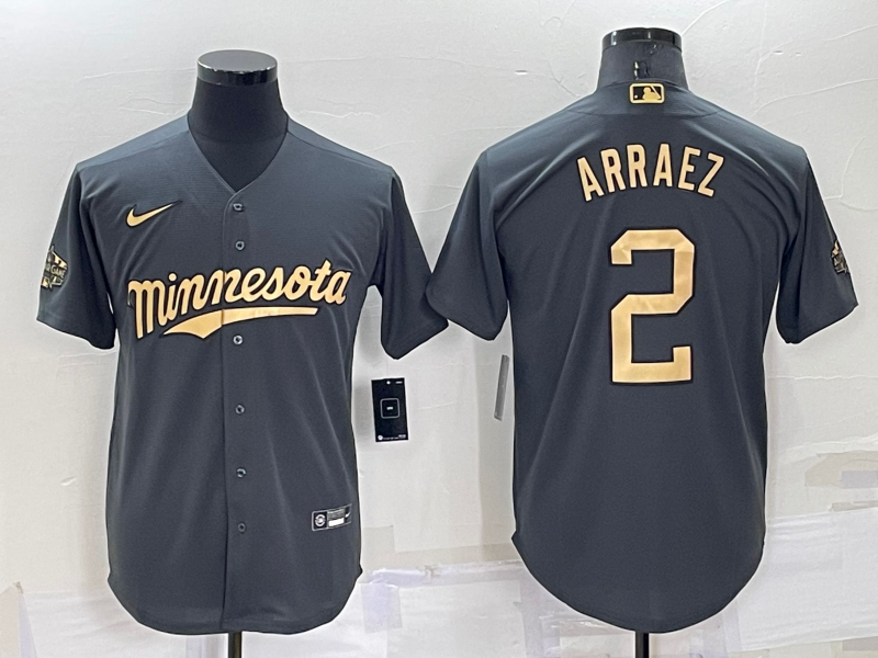 Men's Minnesota Twins #2 Luis Arraez Charcoal 2022 All-Star Cool Base Stitched Baseball Jersey