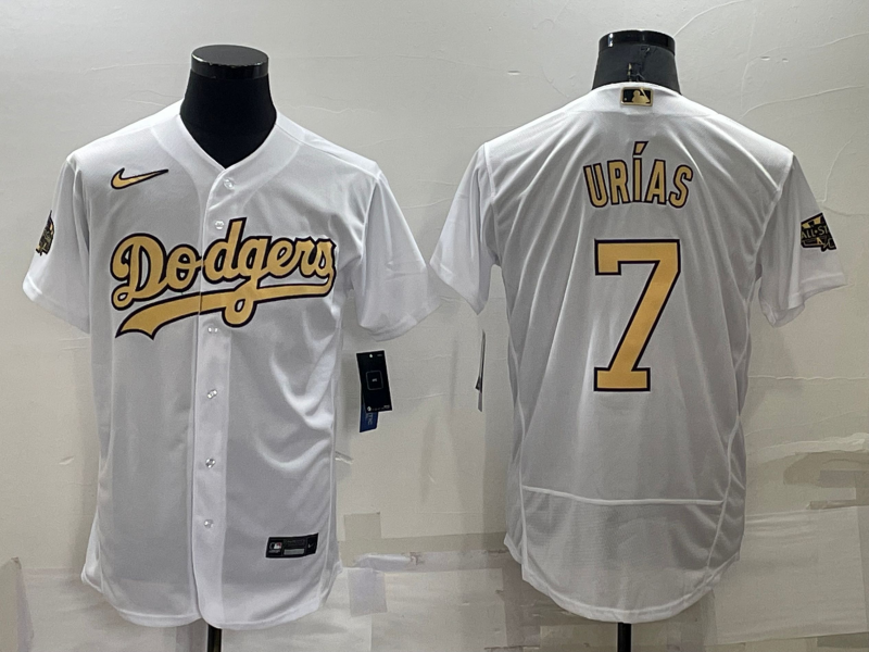 Men's Los Angeles Dodgers #7 Julio Urias White 2022 All Star Stitched Flex Base Nike Jersey