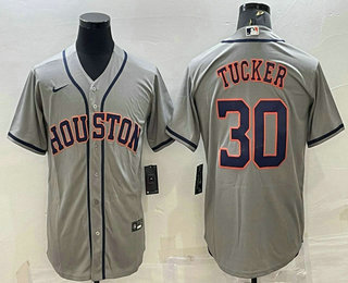 Men's Houston Astros #30 Kyle Tucker Grey Stitched MLB Cool Base Nike Jersey