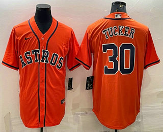 Men's Houston Astros #30 Kyle Tucker Orange Stitched MLB Cool Base Nike Jersey