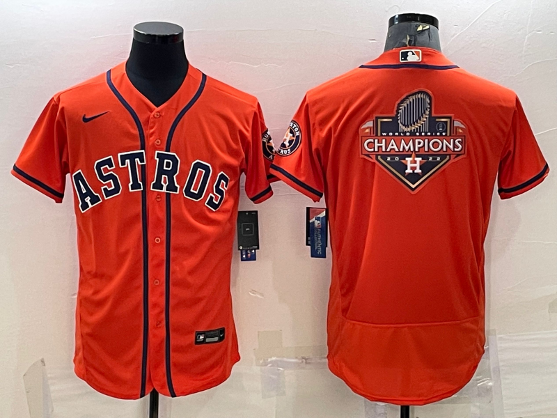 Men's Houston Astros Orange Champions Big Logo Stitched MLB Flex Base Nike Jersey