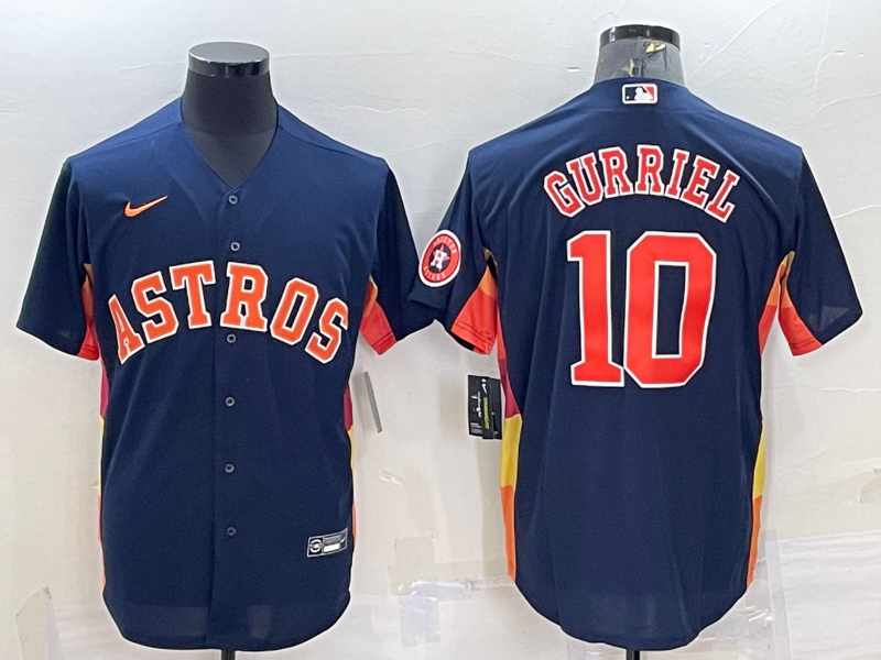 Men's Houston Astros #10 Yuli Gurriel Navy Blue With Patch Stitched MLB Cool Base Nike Jersey