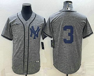 Men's New York Yankees #3 Babe Ruth No Name Grey Gridiron Cool Base Stitched Jersey