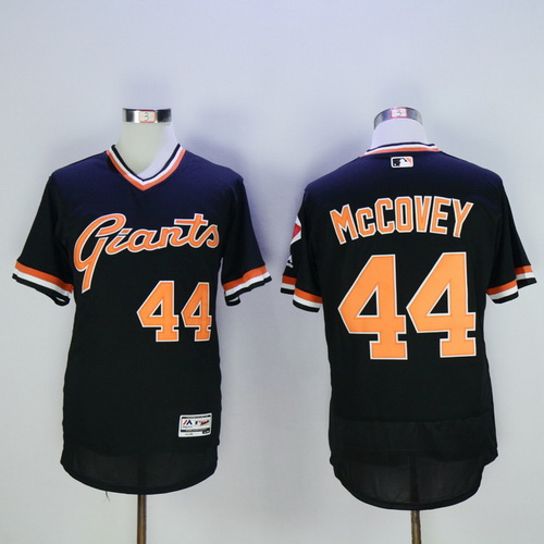 Men's San Francisco Giants #44 Willie McCovey Retired Black Pullover 2016 Flexbase Majestic Baseball Jersey