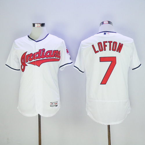 Men's Cleveland Indians #7 Kenny Lofton White Home 2016 Flexbase Majestic Baseball Jersey