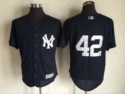 Men's New York Yankees #42 Mariano Rivera Retired Navy Blue 2016 Flexbase Majestic Baseball Jersey