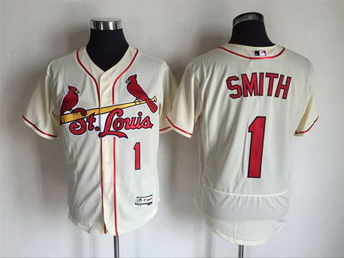 Men's St. Louis Cardinals #1 Ozzie Smith Retired Cream 2016 Flexbase Majestic Baseball Jersey