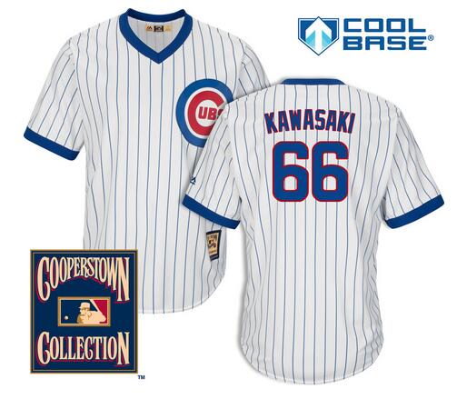 Men's Chicago Cubs #66 Munenori Kawasaki White Pullover 1968-69 Cooperstown Collection Cool Base Jersey