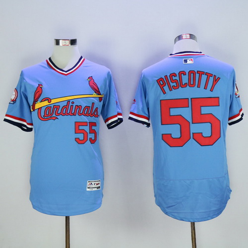 Men's St. Louis Cardinals #55 Stephen Piscotty Light Blue Pullover 2016 Flexbase Majestic Baseball Jersey