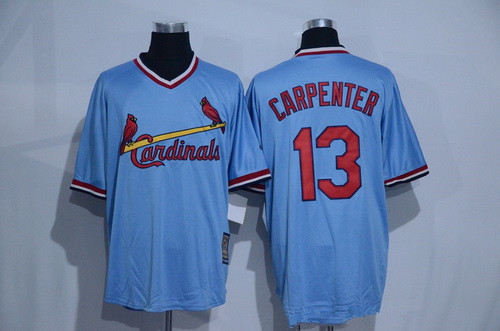 Men's St. Louis Cardinals #13 Matt Carpenter Light Blue Majestic Cool Base Cooperstown Collection Player Jersey