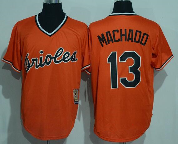 Men's Baltimore Orioles #13 Manny Machado Orange Pullover Stitched MLB Majestic Cool Base Cooperstown Collection Jersey