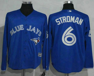 Men's Toronto Blue Jays #6 Marcus Stroman Blue Alternate Long Sleeve New Cool Base