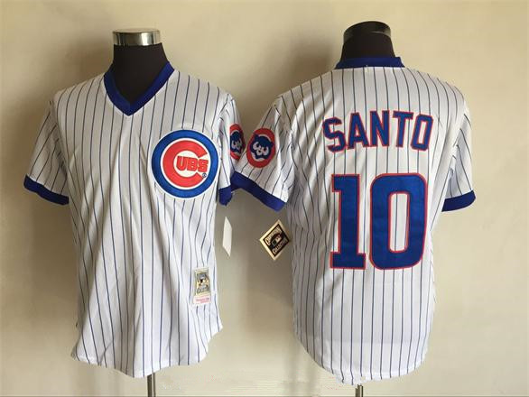 Men's Chicago Cubs #10 Ron Santo 1988 White Pullover Stitched MLB Throwback Jersey By Mitchell & Ness