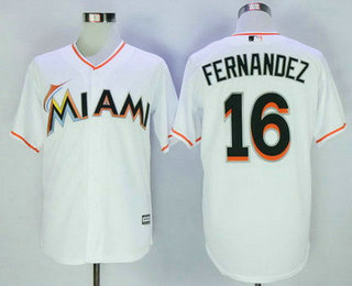 Men's Miami Marlins #16 Jose Fernandez White Home Stitched MLB Majestic Cool Base Jersey