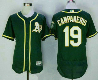 Men's Oakland Athletics #19 Bert Campy Campaneris Retired Green Stitched MLB 2016 Majestic Flex Base Jersey