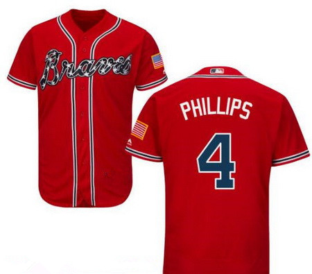 Men's Atlanta Braves #4 Brandon Phillips Red Stitched MLB Majestic Cool Base Jersey