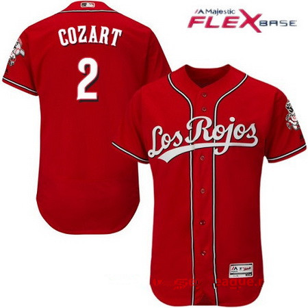 Men's Cincinnati Reds #2 Zack Cozart Los Rojos Red Stitched MLB Majestic Flex Base Jersey