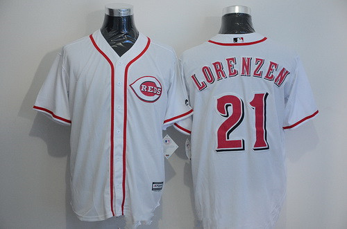 Men's Cincinnati Reds #21 Michael Lorenzen White Home Stitched MLB Majestic Cool Base Jersey