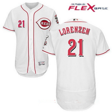 Men's Cincinnati Reds #21 Michael Lorenzen White Home Stitched MLB Majestic Flex Base Jersey