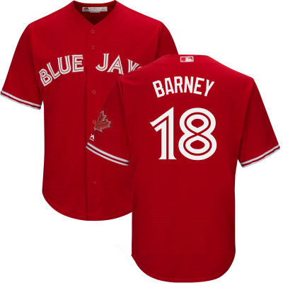 Men's Toronto Blue Jays #18 Darwin Barney Red Stitched MLB 2017 Majestic Cool Base Jersey