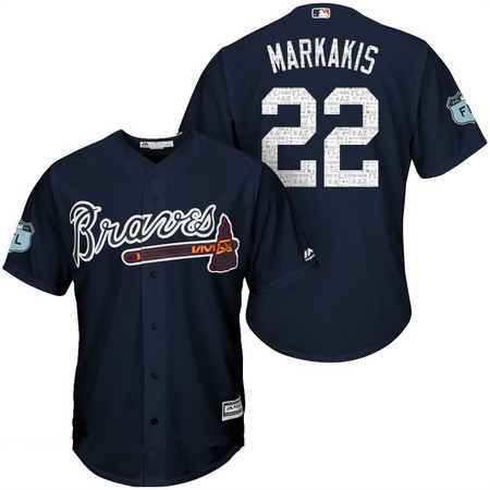 Men's Atlanta Braves #22 Nick Markakis Navy Blue 2017 Spring Training Stitched MLB Majestic Cool Base Jersey