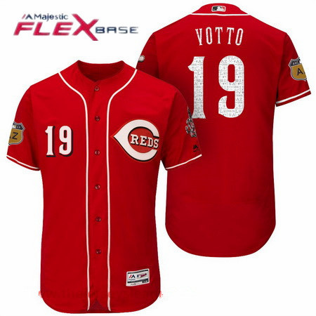 Men's Cincinnati Reds #19 Joey Votto Red 2017 Spring Training Stitched MLB Majestic Flex Base Jersey