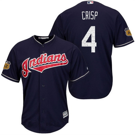 Men's Cleveland Indians #4 Coco Crisp Navy Blue 2017 Spring Training Stitched MLB Majestic Cool Base Jersey