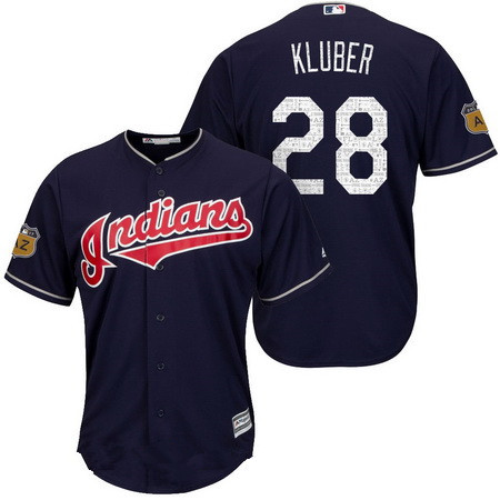 Men's Cleveland Indians #28 Corey Kluber Navy Blue 2017 Spring Training Stitched MLB Majestic Cool Base Jersey