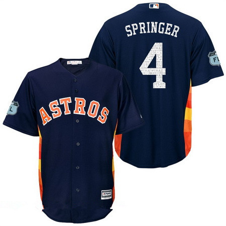 Men's Houston Astros #4 George Springer Navy Blue 2017 Spring Training Stitched MLB Majestic Cool Base Jersey