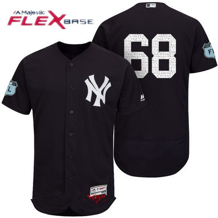 Men's New York Yankees #68 Dellin Betances Navy Blue 2017 Spring Training Stitched MLB Majestic Flex Base Jersey