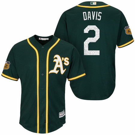 Men's Oakland Athletics #2 Khris Davis Green 2017 Spring Training Stitched MLB Majestic Cool Base Jersey