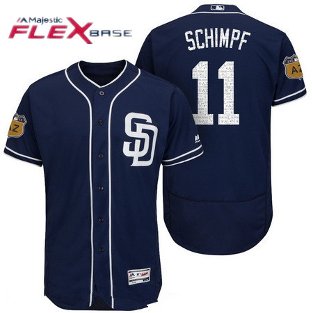 Men's San Diego Padres #11 Ryan Schimpf Navy Blue 2017 Spring Training Stitched MLB Majestic Flex Base Jersey