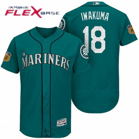 Men's Seattle Mariners #18 Hisashi Iwakuma Teal Green 2017 Spring Training Stitched MLB Majestic Flex Base Jersey