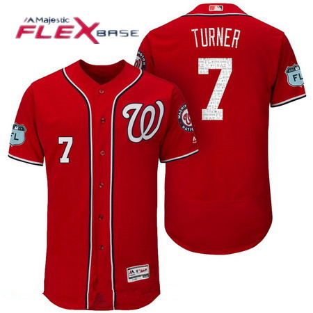 Men's Washington Nationals #7 Trea Turner Red 2017 Spring Training Stitched MLB Majestic Flex Base Jersey