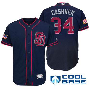 Men's San Diego Padres #34 Andrew Cashner Navy Blue Stars & Stripes Fashion Independence Day Stitched MLB Majestic Cool Base Jersey