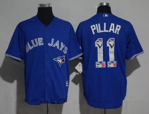 Men's Toronto Blue Jays #11 Kevin Pillar Royal Blue Team Logo Ornamented Stitched MLB Majestic Cool Base Jersey