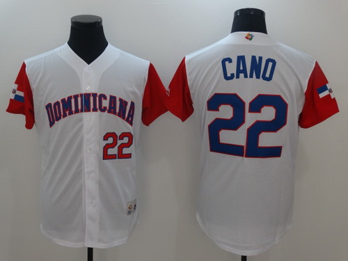 Men's Dominican Republic Baseball #22 Robinson Cano Majestic White 2017 World Baseball Classic Stitched Authentic Jersey