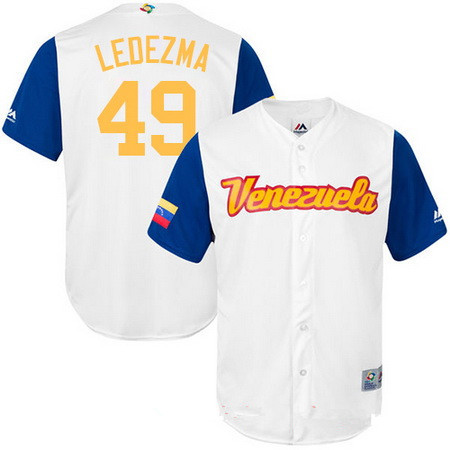 Men's Team Venezuela Baseball Majestic #49 Wil Ledezma White 2017 World Baseball Classic Stitched Replica Jersey