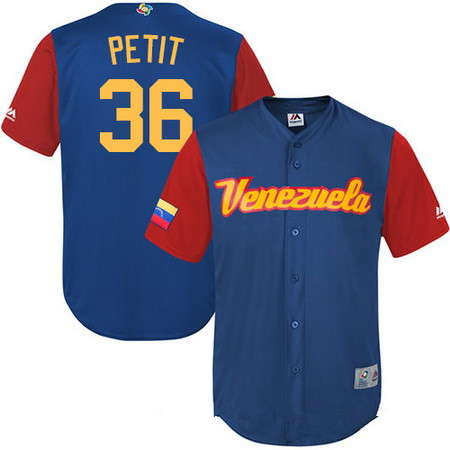 Men's Team Venezuela Baseball Majestic #36 Yusmeiro Petit Royal Blue 2017 World Baseball Classic Stitched Replica Jersey