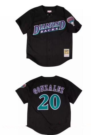 Men's Arizona Diamondbacks #20 Luis Gonzalez Black Mesh Batting Practice Throwback Stitched MLB Mitchell & Ness Jersey