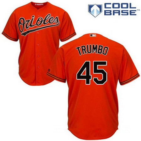 Men's Baltimore Orioles #45 Mark Trumbo Orange Alternate Stitched MLB Majestic Cool Base Jersey