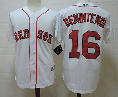 Men's Boston Red Sox #16 Andrew Benintendi White Home Stitched MLB Majestic Cool Base Jersey