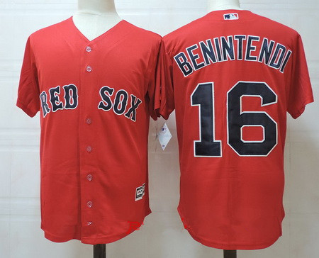 Men's Boston Red Sox #16 Andrew Benintendi Red Alternate Stitched MLB Majestic Cool Base Jersey