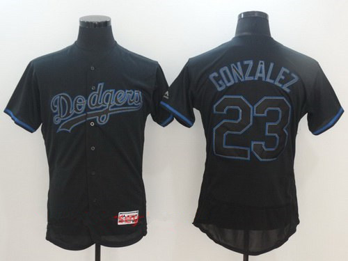 Men's Los Angeles Dodgers #23 Adrian Gonzalez Lights Out Black Fashion Stitched MLB Majestic Flex Base Jersey