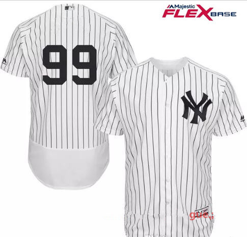 Men's New York Yankees #99 Aaron Judge White Home Stitched MLB Majestic Flex Base Jersey